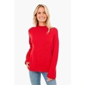 Tuckernuck Caldwell Roll Neck Sweater in Apple Red M 100% Wool Super Soft NEW!